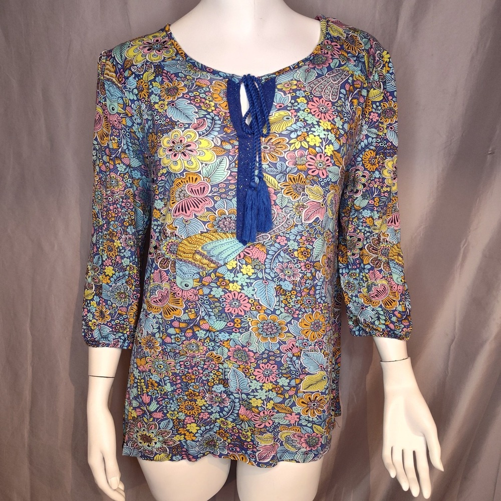 Red Camel med Boho hippie festival peacock psychedelic tassel top flowers artsy